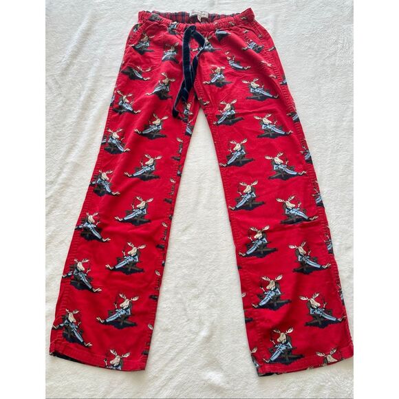 Abercrombie and Fitch cartoon moose smoking a pipe pajama bottoms size small - Picture 1 of 5